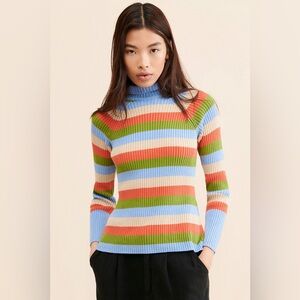 Arthur Apparel Multicolor Striped Racer Skivvy Sweater Size Medium EUC
